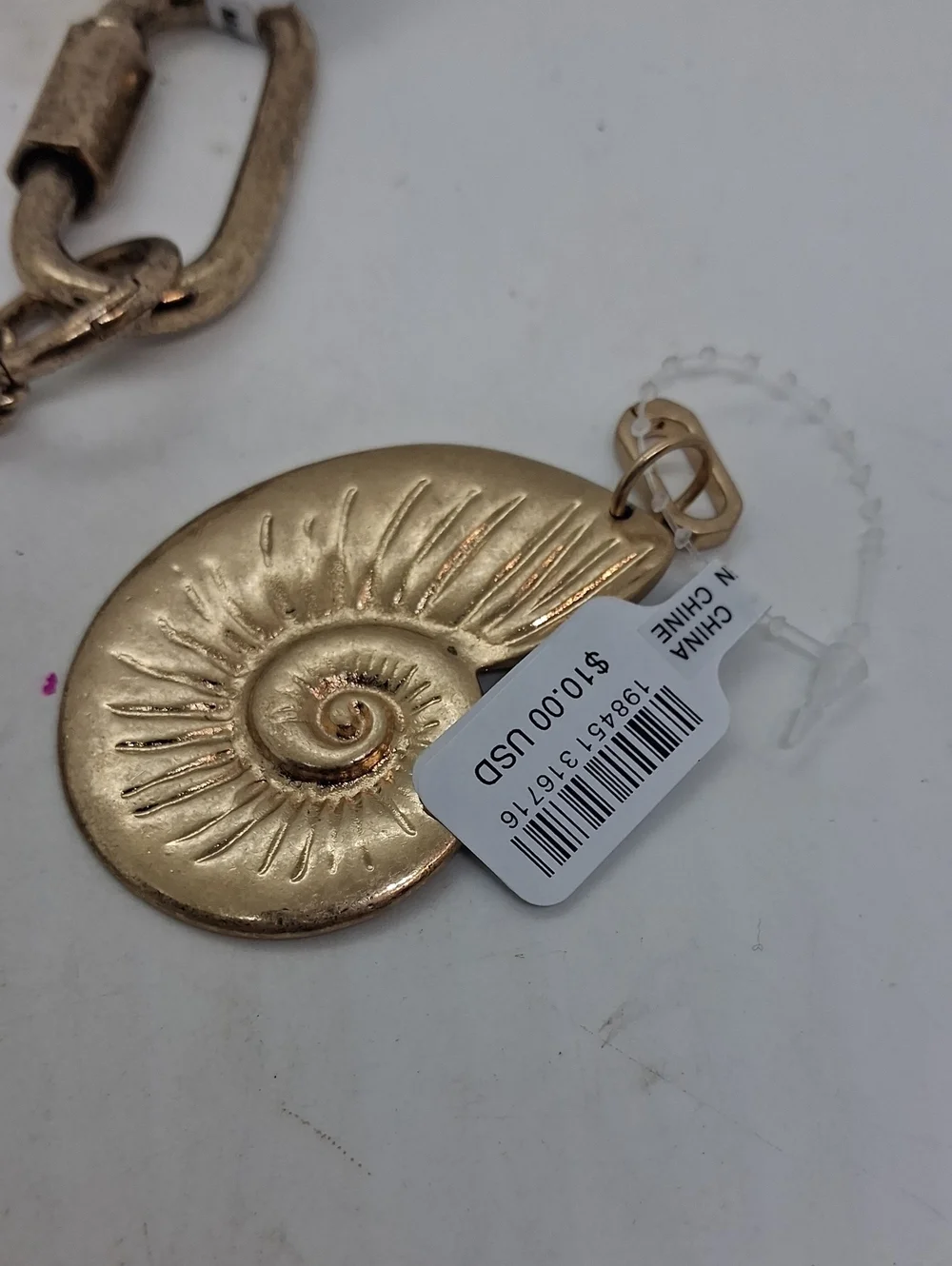 NWT Free People Gold-Tone Heart & Key Sway Bag Charm with And Sea Shell Charm